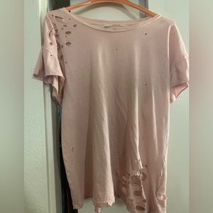Alternative Apparel distressed dusty pink t shirt